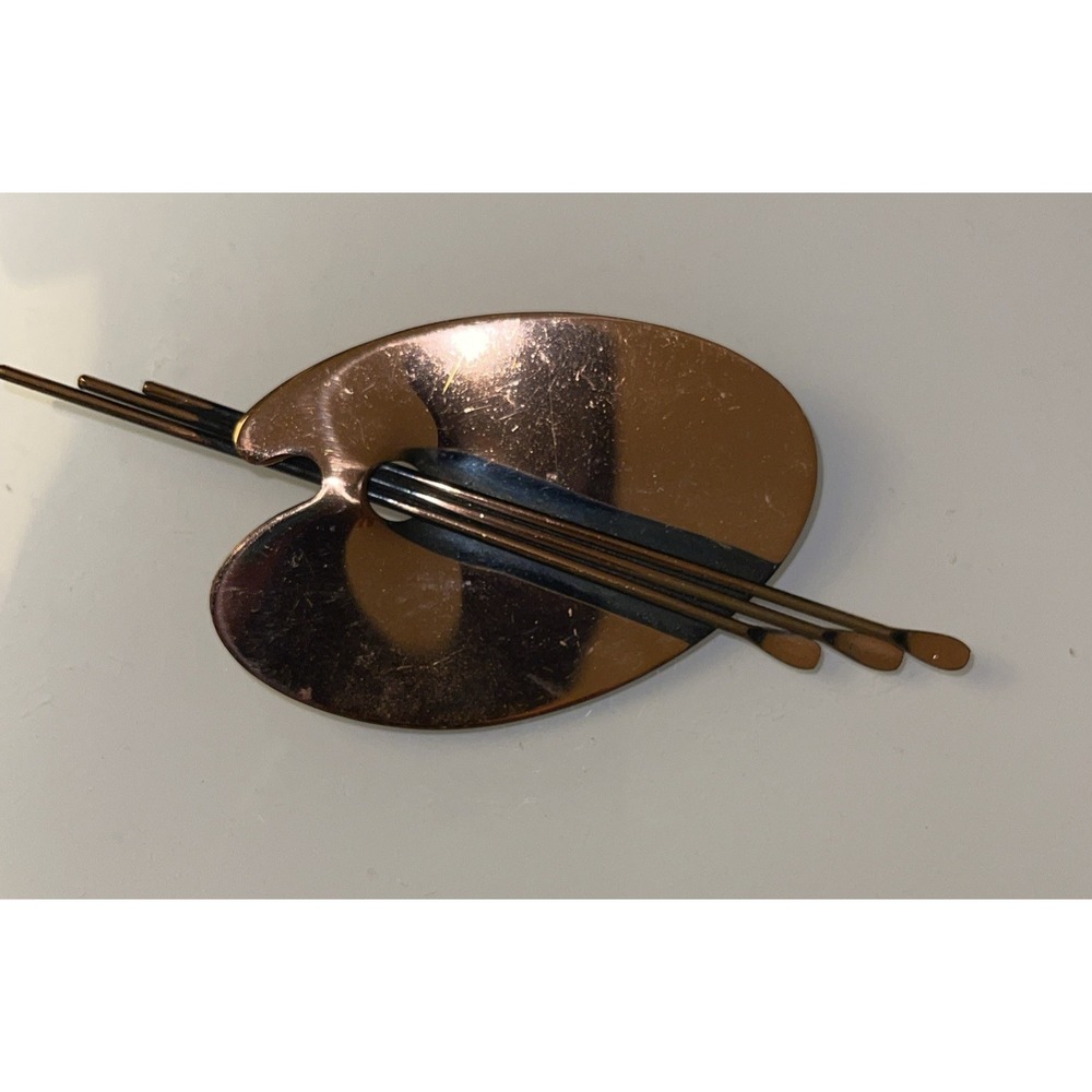 1950s MCM Matisse Renoir Copper Paint Artist Palette Brooch